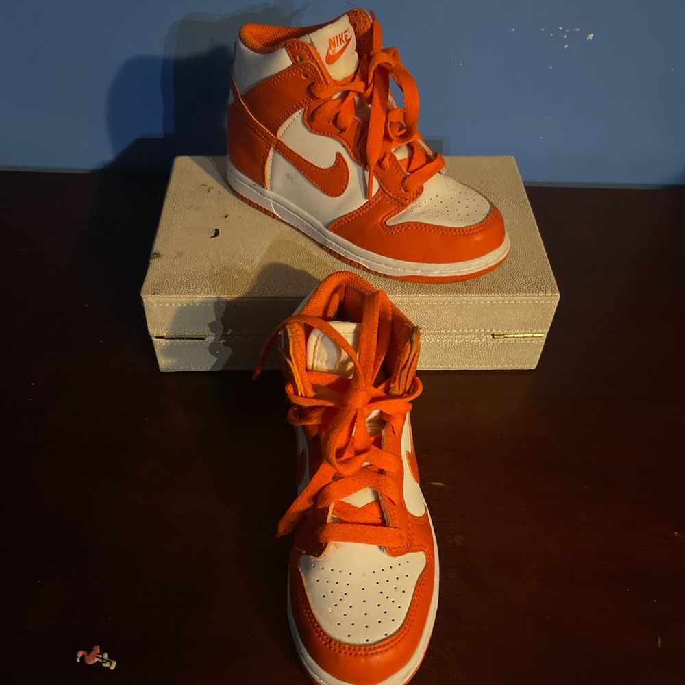 Nike Orange and White High-Top Sneakers